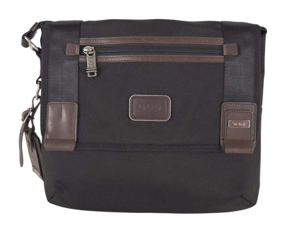 Tumi Alpha 3 Medium Crossbody Bag Mens Black Brown Ballistic Nylon $350